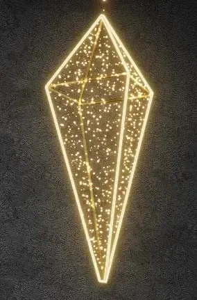 3D LED fénykristály 60 × 20cm, meleg fehér, arany kábellel, 230 V, 13 W, 1,6 kg