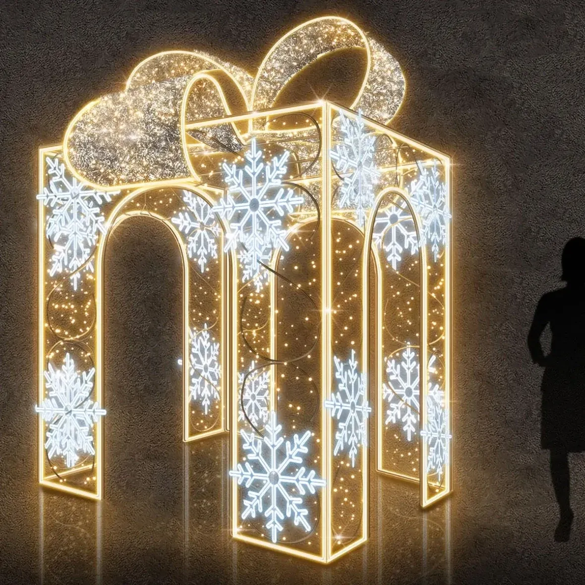 Eco Fix 3D LED-es fényajándék masnival, 200 × 350 × 200 cm, alumínium, 3D LED-es fényajándék, 200 × 350 × 200 cm, alumínium