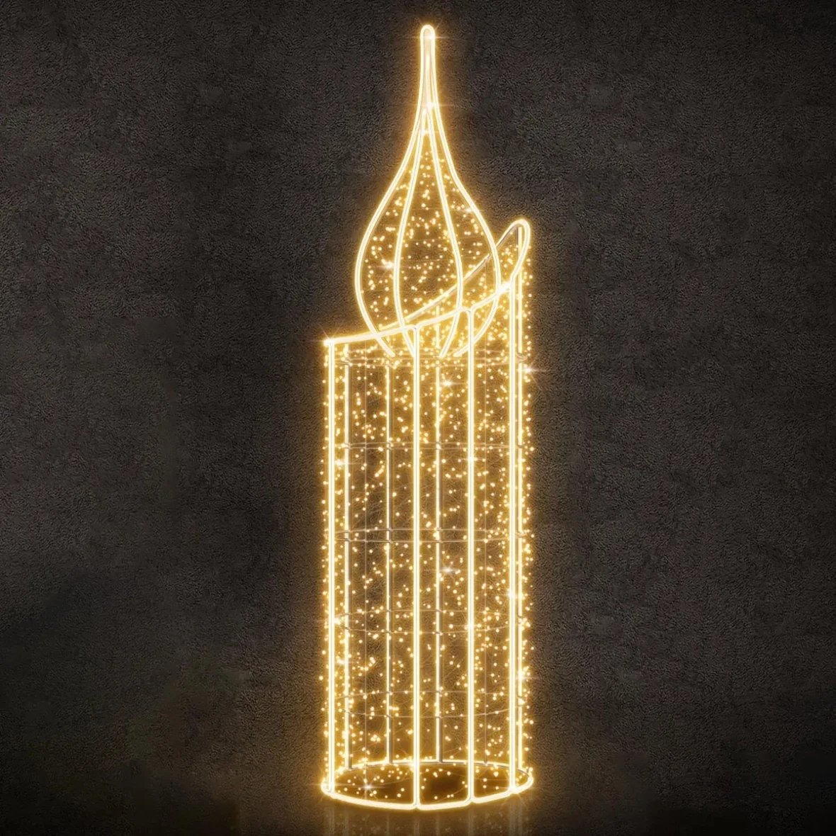 Eco Fix 3D LED fénygyertya, 70 × 250 × 70 cm, melegfehér, alumínium