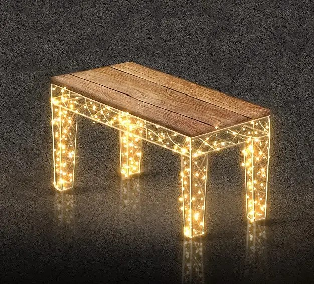 3D LED-es zongorafényű zongoraszéklet, 57 × 50 × 80 cm, meleg fehér, 36 V, 21,4 W, 10 kg, 1 db