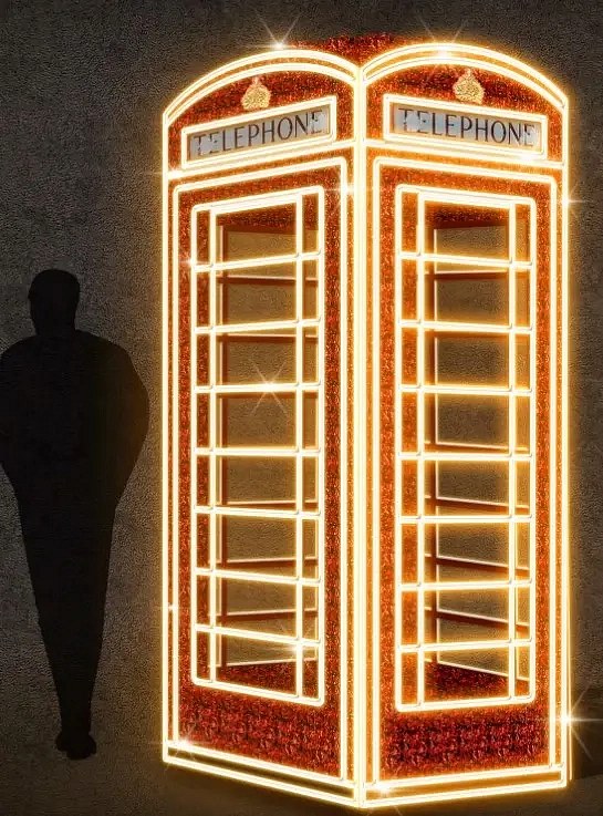 LED világítású telefonfülke , 100 x 240 x 100 cm, 36 V, 43,3 W, 60,47 kg, 2 db, 2 részes