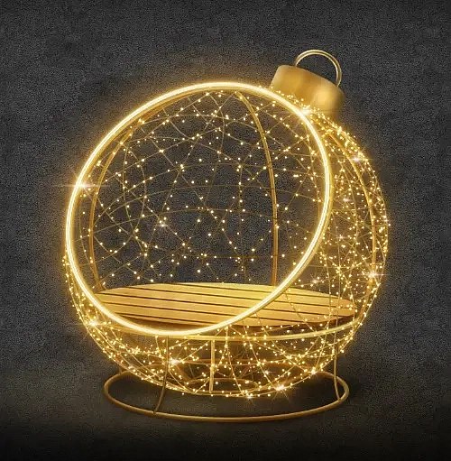 3D LED fényes szék dísz, 130 cm, meleg fehér, 36 V, 30 W, 31,4 kg, 2 részből álló, 3D LED-es székdísz, 130 cm, meleg fehér, 36 V, 30 W, 31,4 kg, 2 részből álló