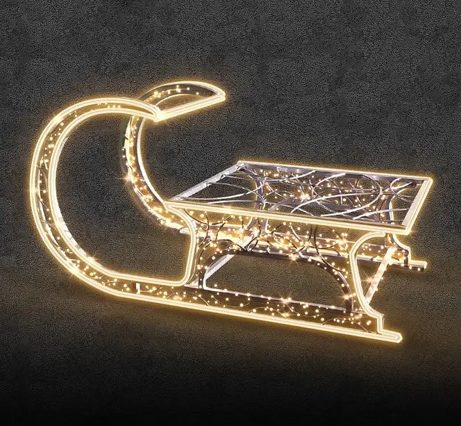 Eco Fix 3D LED fényszánkó, 60 × 107 × 48 cm, meleg fehér, álló, alumínium, állva
