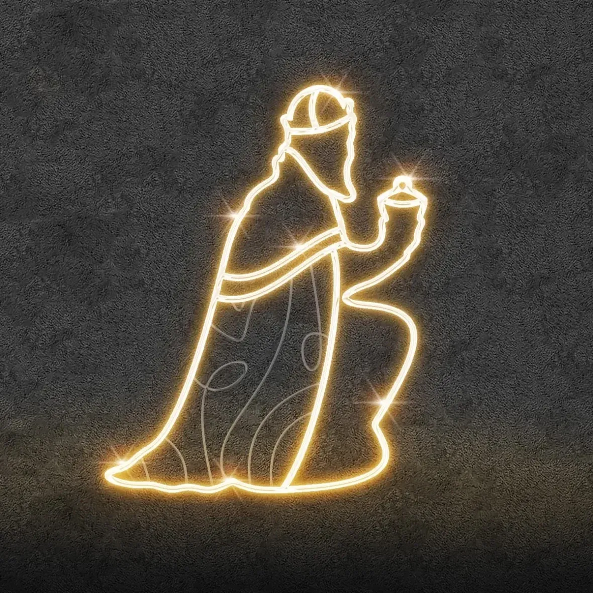Easy Fix 2D LED fénykirály térdelve, 155 × 105 cm, meleg fehér, álló, 3D nyomtatás, állva