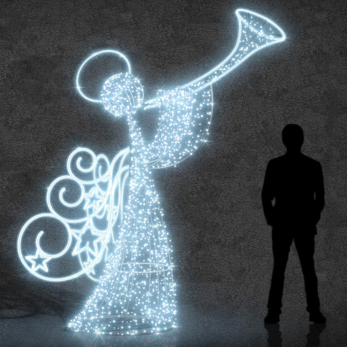 Easy Fix 3D LED-es fényangyal trombitával, 280 cm, jégfehér, alumínium
