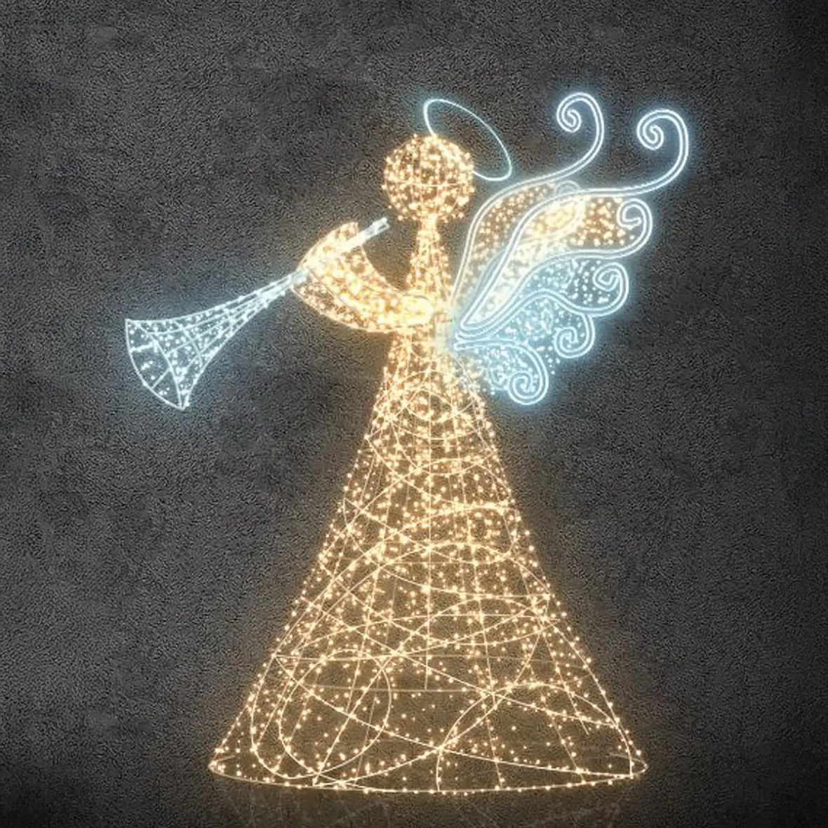 3D LED fényangyal, 250 cm, meleg és jeges fehér, 230 V, 87 W, 2 részből áll.