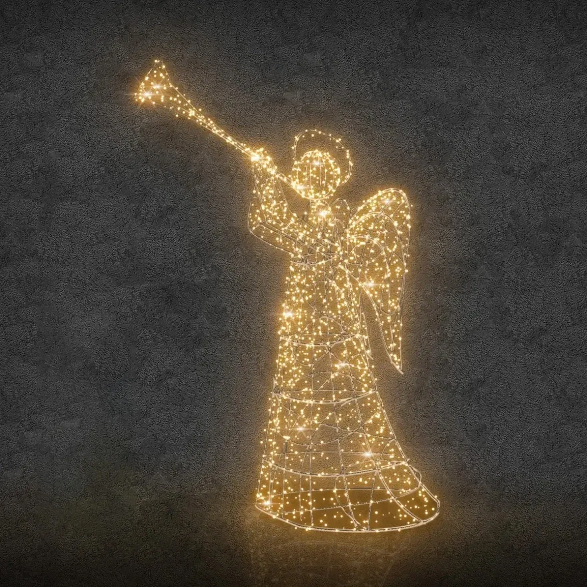 3D LED fényangyal, 120 × 250 × 100 cm, melegfehér, Flash, alumínium