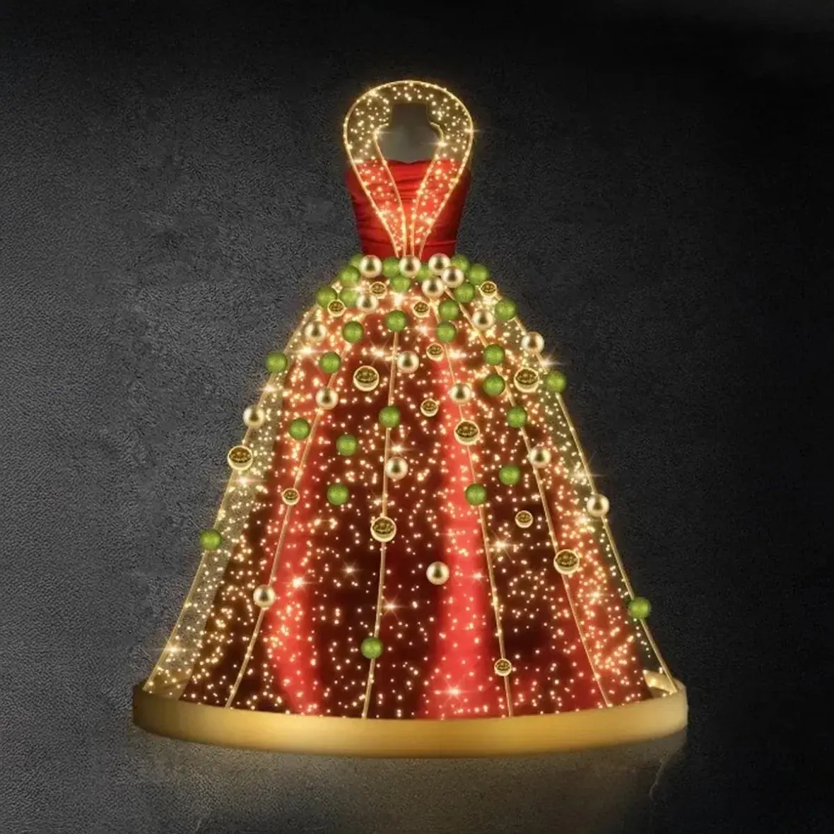 3D LED fényruha, 170 × 170 cm, meleg fehér, 24 V, 8,8 W, 10 kg, 4 részből álló, 4 db
