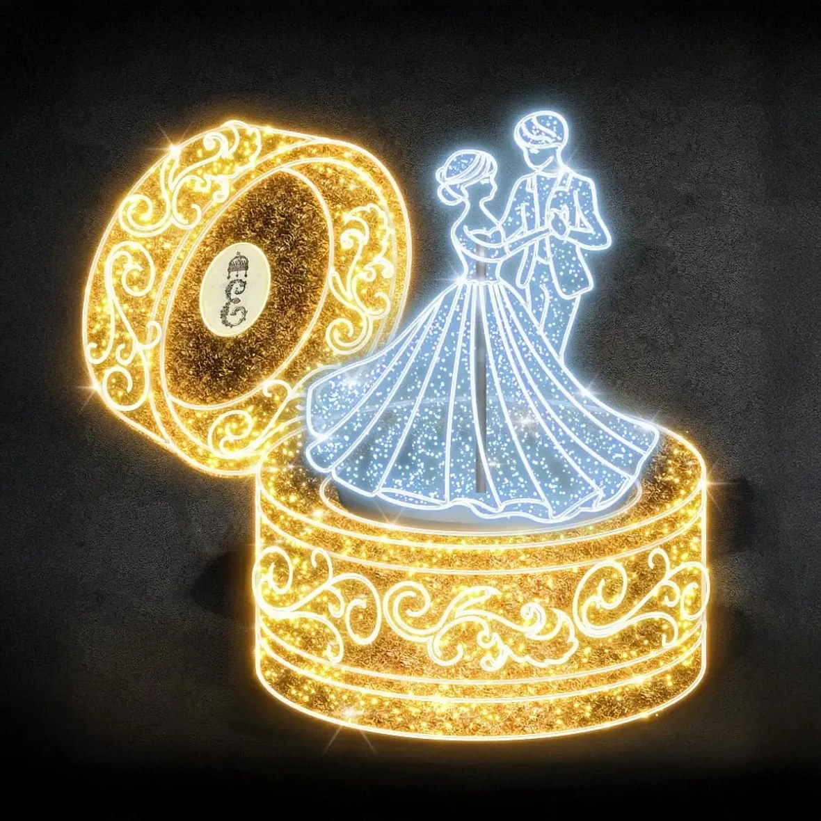 3D LED fénydoboz, 250 cm-es, meleg és jeges fehér, 36 V, 255 W, 6 részből készült