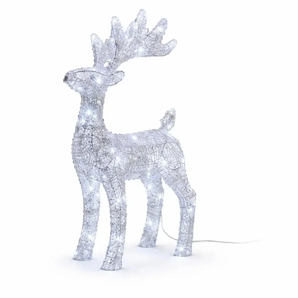 3D LED világító szarvas kültéri 40 cm, jégfehér, IP44, transzformátorral együtt.