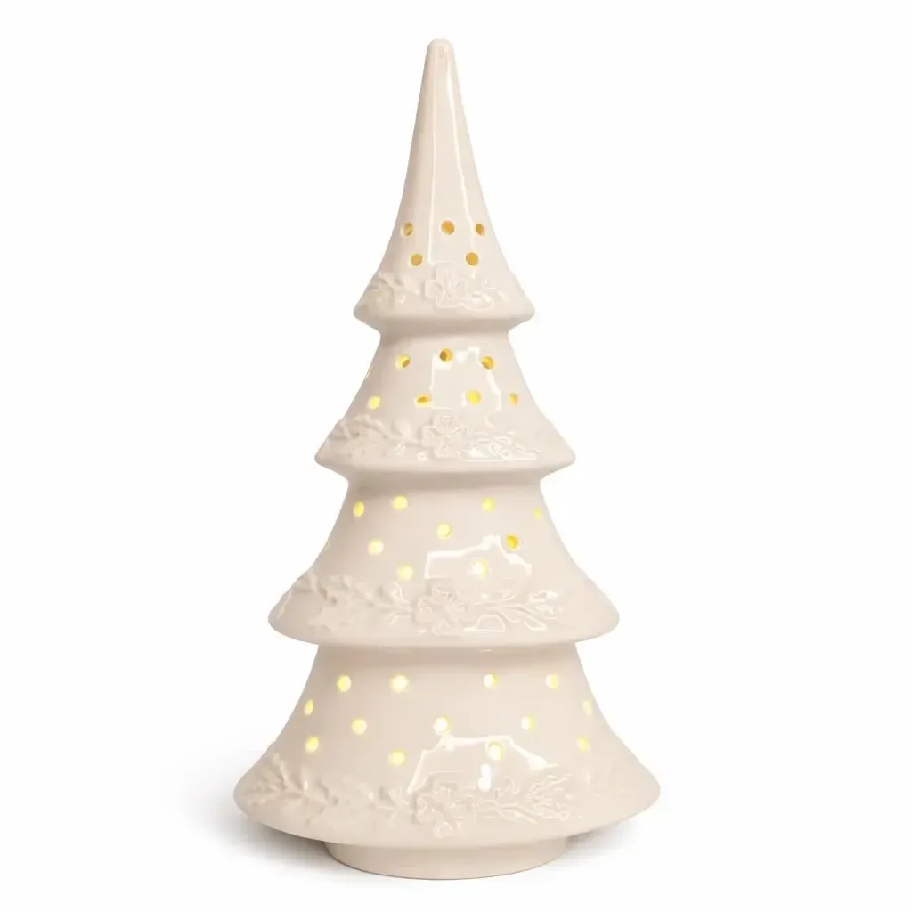 LED-es kerámia fadísz, 15 × 9,2 × 29 cm, meleg fehér, 2× LR44