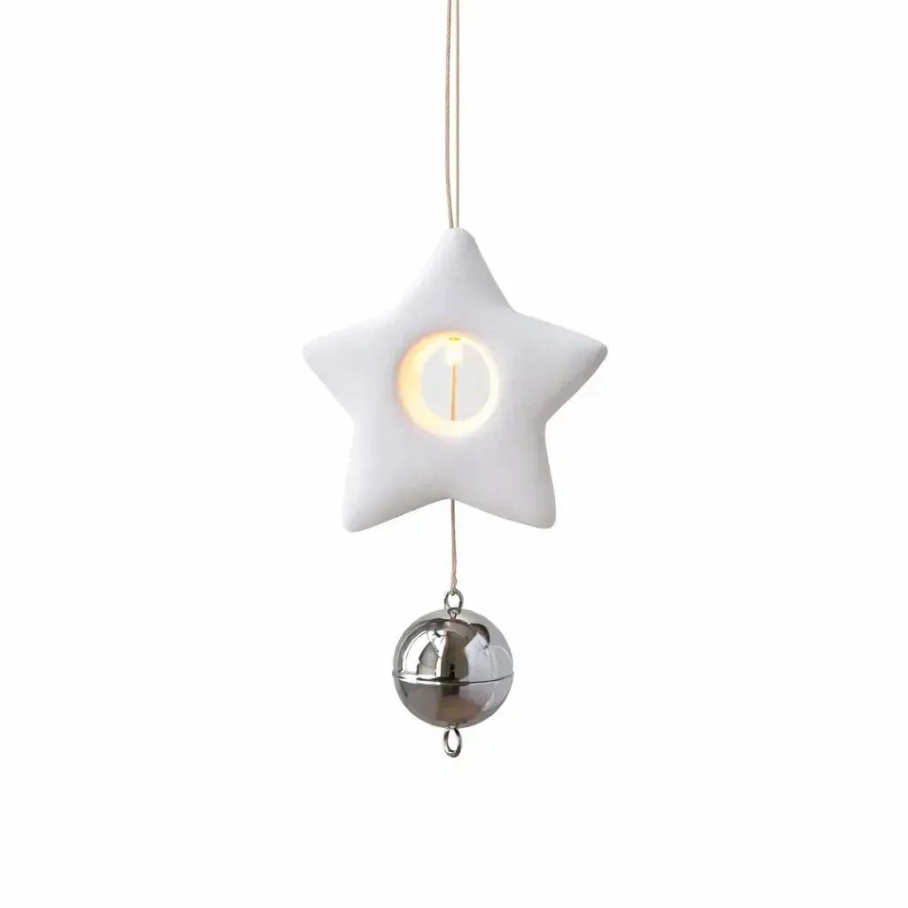 LED lógó csillag dekoráció 8 cm, elem CR2032