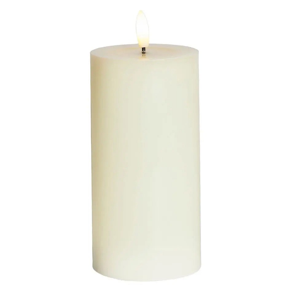 LED-es elemes gyertya Sille Ivory, Ø 7,5 × 15 cm, fehér, 2× AA