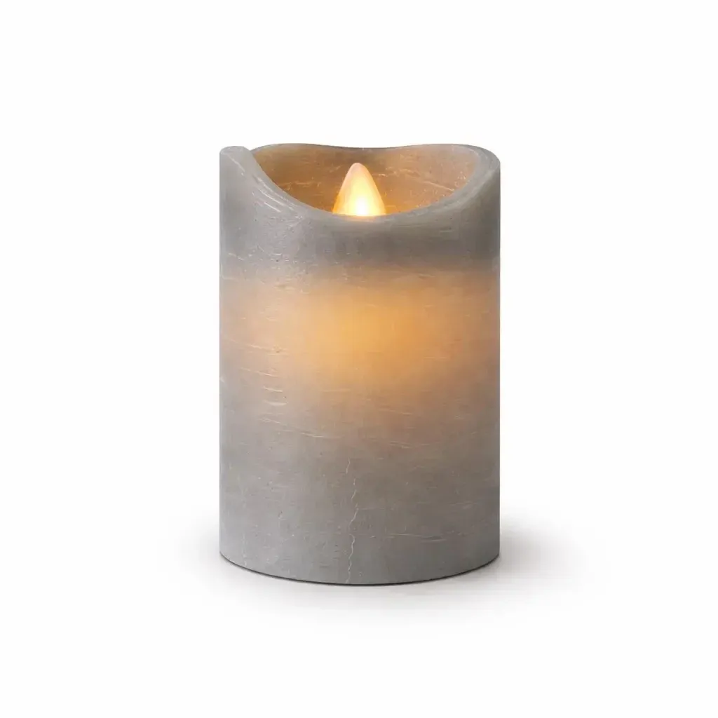 LED-es elemes gyertyaviasz Sara, Ø 7,5 × 10 cm, szürke, 2× AA