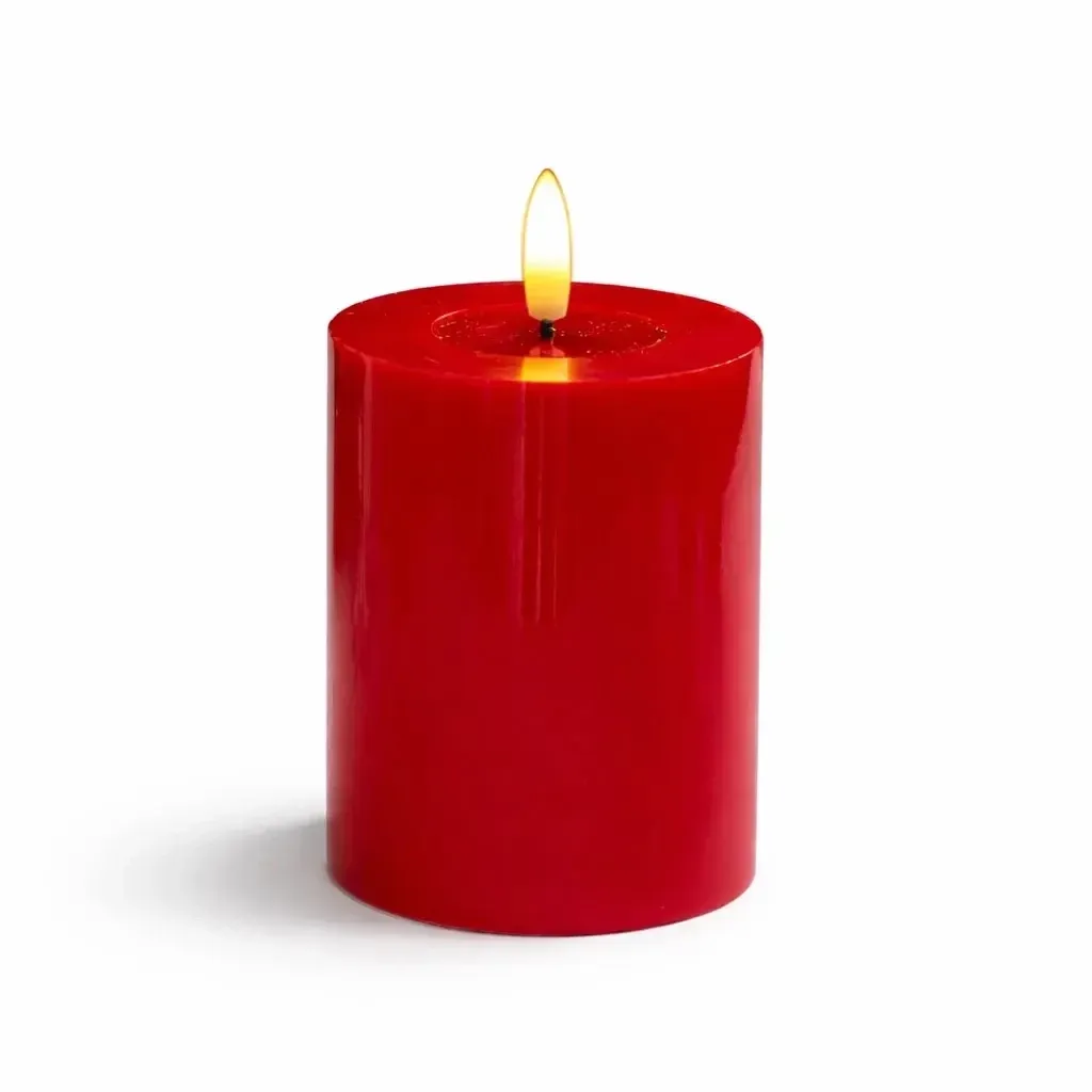 LED-es elemes gyertya, viasz Sille Red, Ø 7,5 × 10 cm, piros, 2× AA