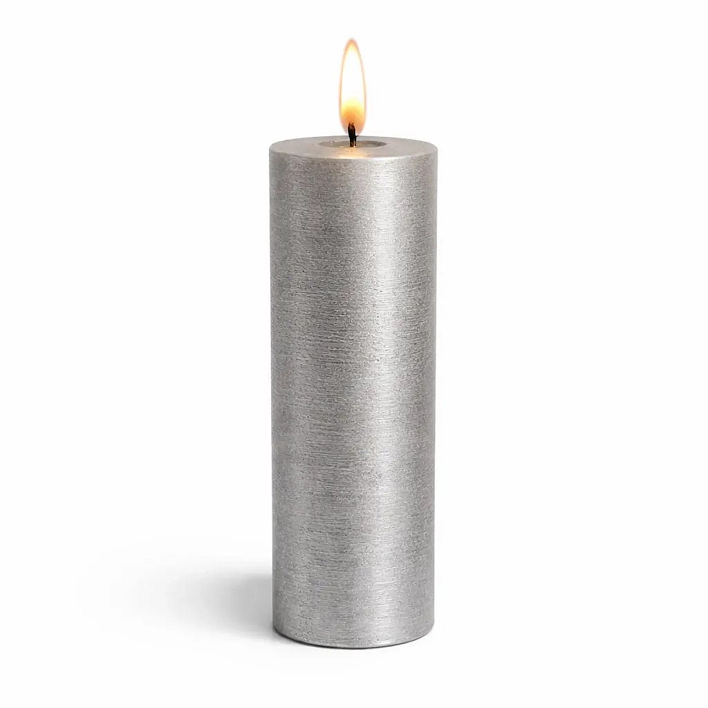 LED elemes gyertya, viasz Sille, Ø 5 × 20 cm, ezüst, 2 × AA