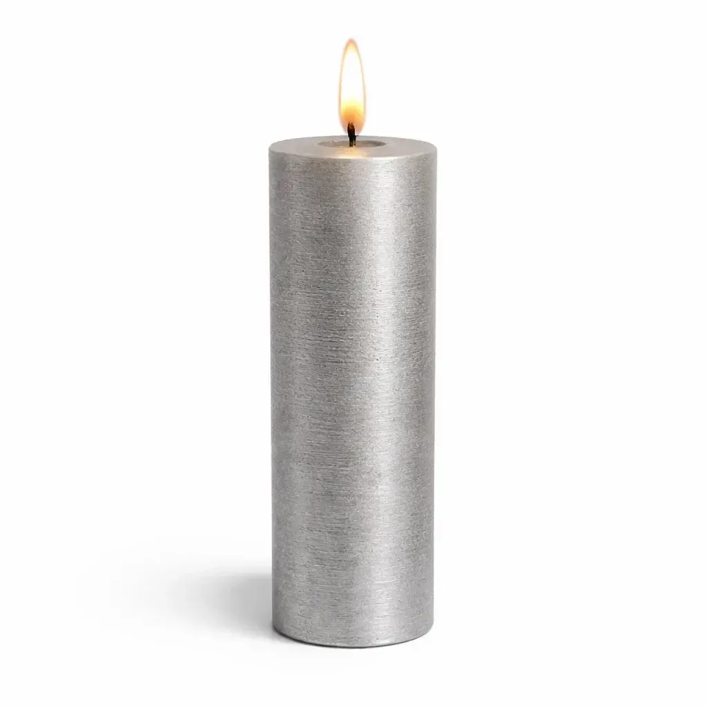 LED elemes gyertya, viasz Sille, Ø 5 × 20 cm, ezüst, 2 × AA