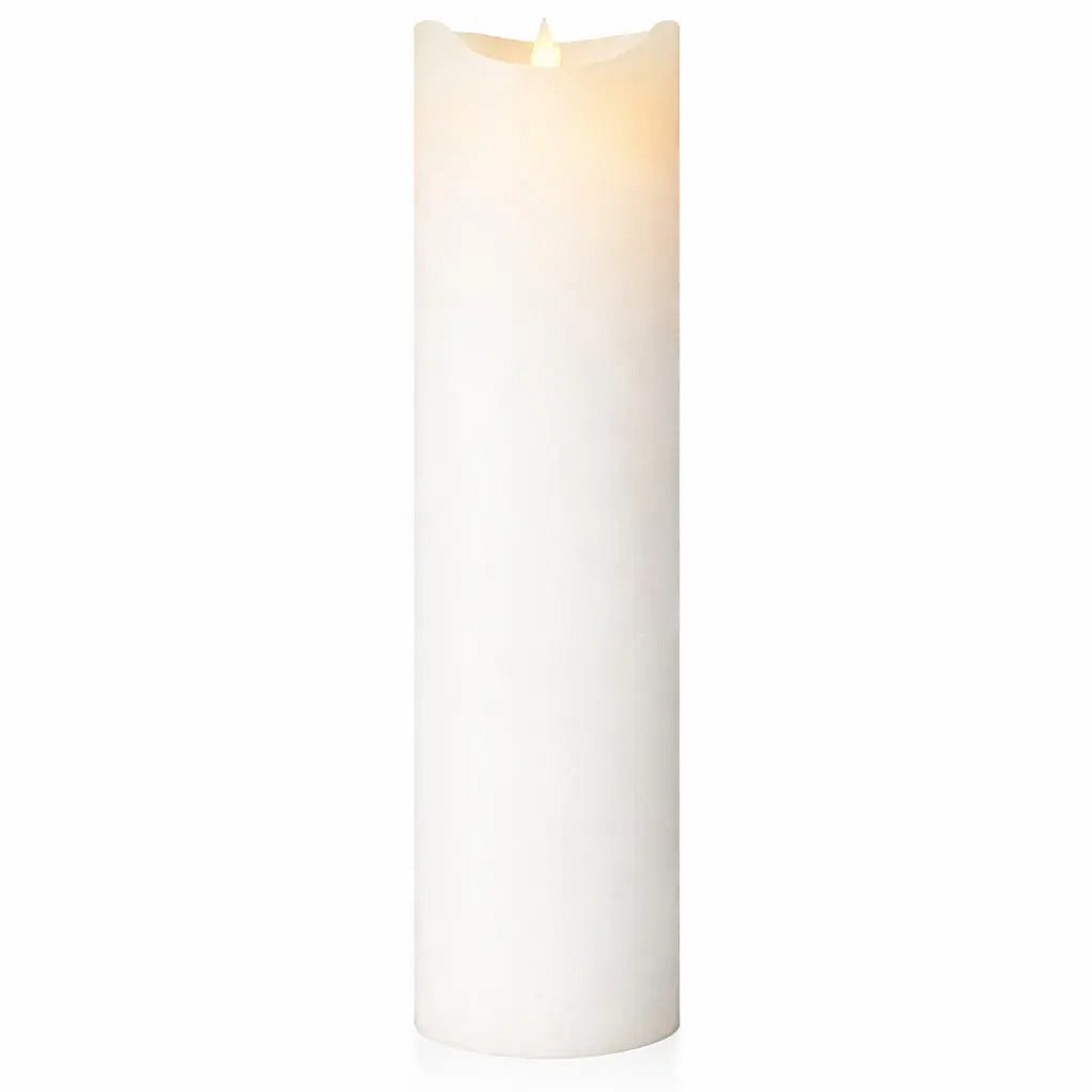 Sara újratölthető LED-gyertya valódi viaszból, Ø 7,5 × 30 cm, fehér