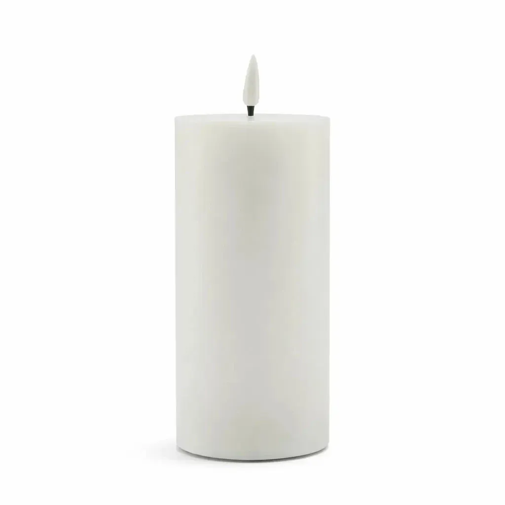 Elemről működő, valódi viaszból készült LED-gyertya, Ø 7,5 × 15 cm, fehér, 2× AA