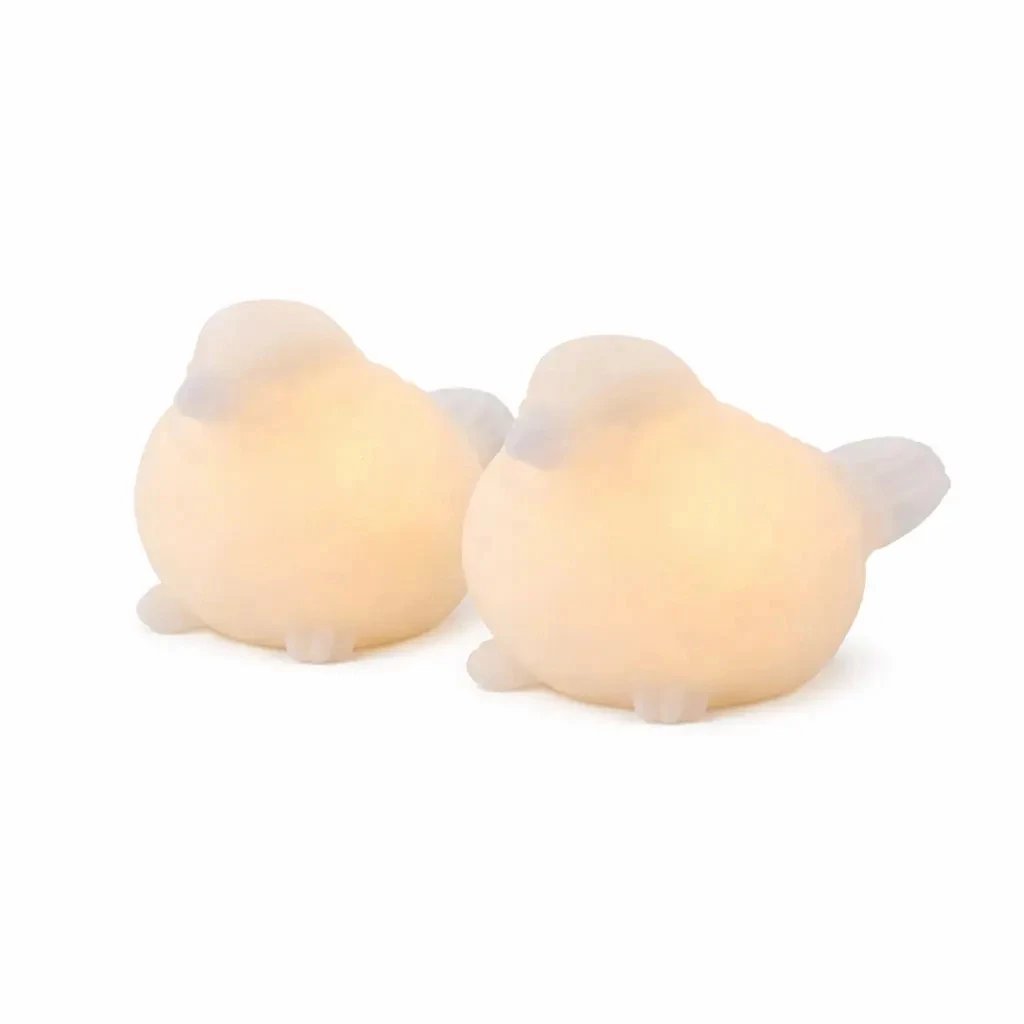 Elemről működő, valódi viaszból készült LED-gyertyák, madármotívummal, 10 × 6,7 cm, fehér, 2 db-os készlet, CR2032