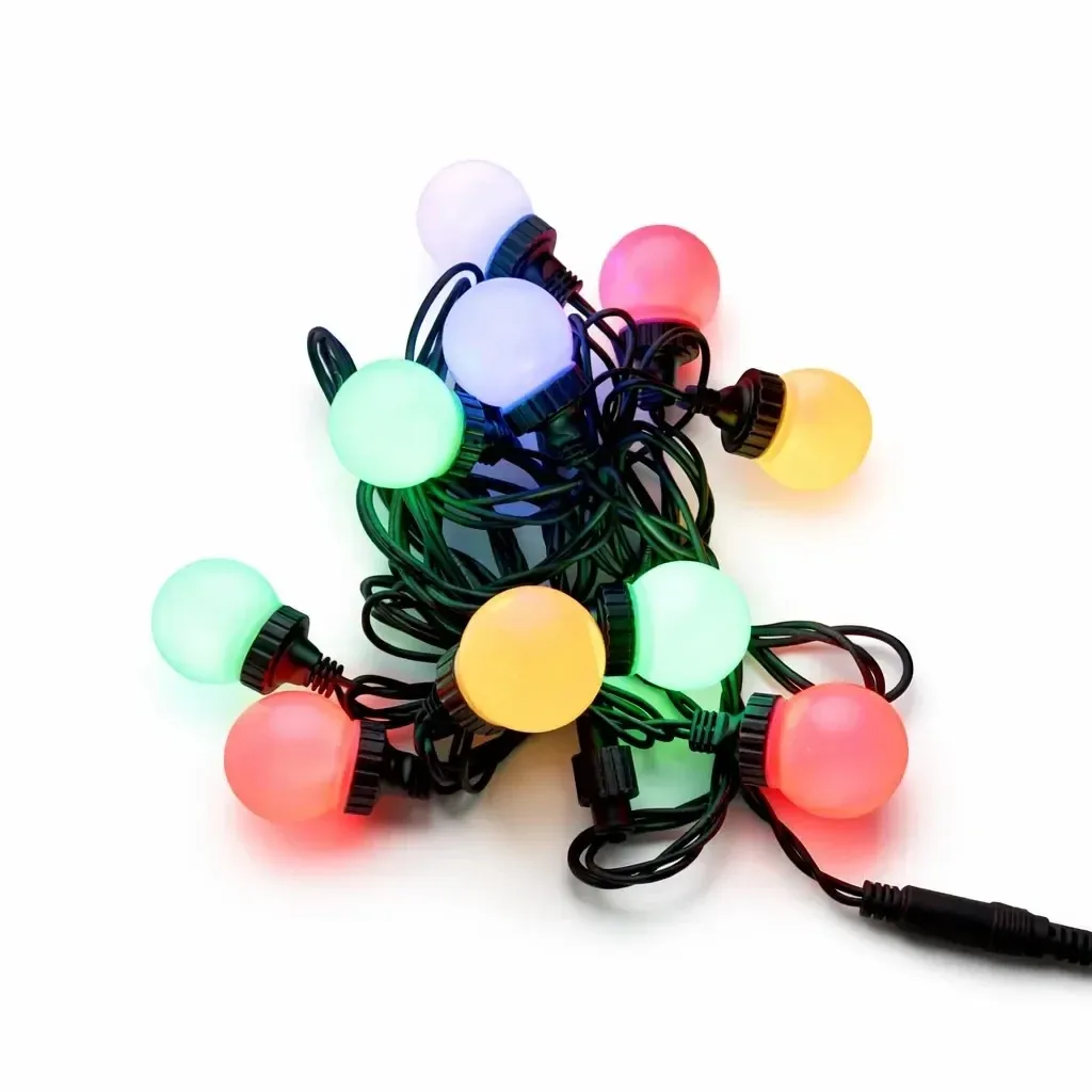 Easy Fix LED party világítás, 5 m, kültéri, 10 gömb, 70 színes LED, fekete kábel, IP67, hosszabbító