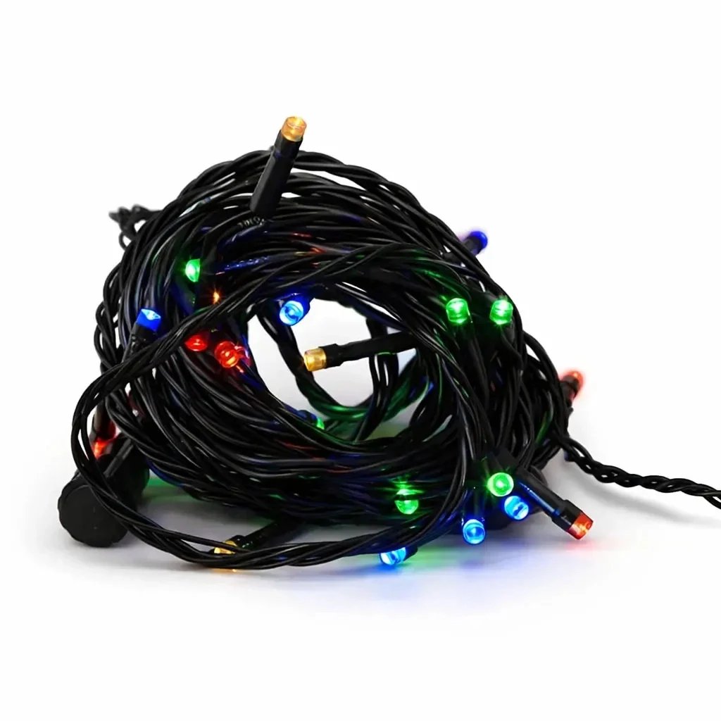 Hobby Line LED-füzér, kültéri, 4 m, színes, 32 LED, sötétzöld kábel, IP44, hosszabbító