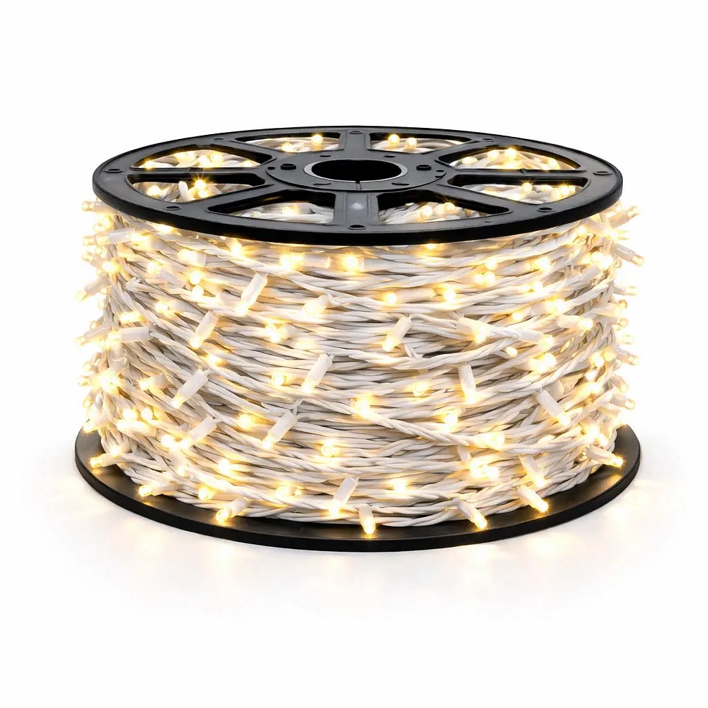 Eco Fix LED fényfüzér, kültéri, 80 m, meleg fehér, 800 LED, fehér kábel, IP67, tekercs
