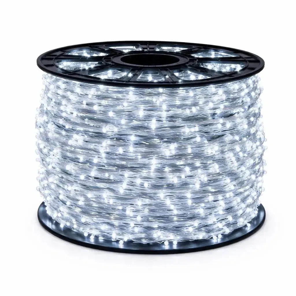 Easy Fix LED fényfüzér, 100 m, jégfehér, 2000 LED, fehér kábel, IP67, tekercs