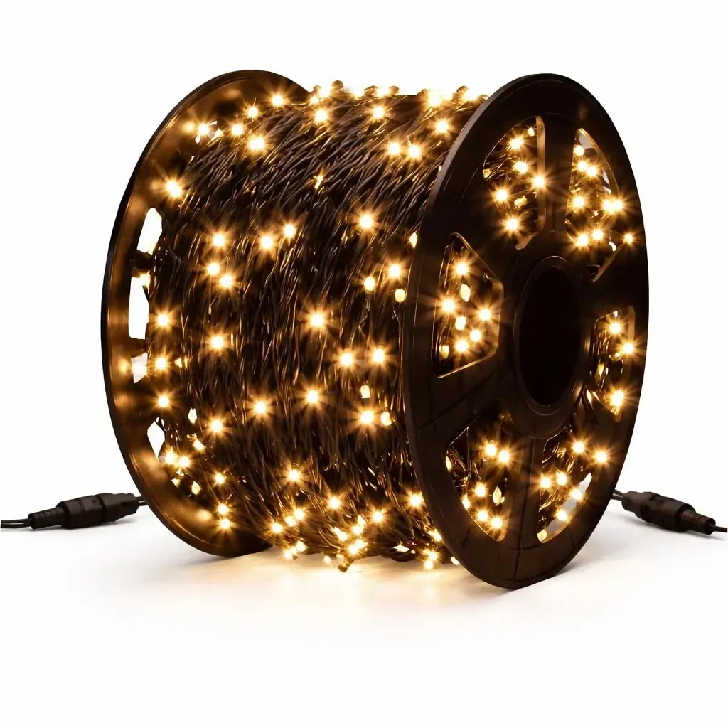 Eco Fix LED fényfüzér, kültéri, 80 m, meleg fehér, 800 LED, fekete kábel, IP67, tekercs