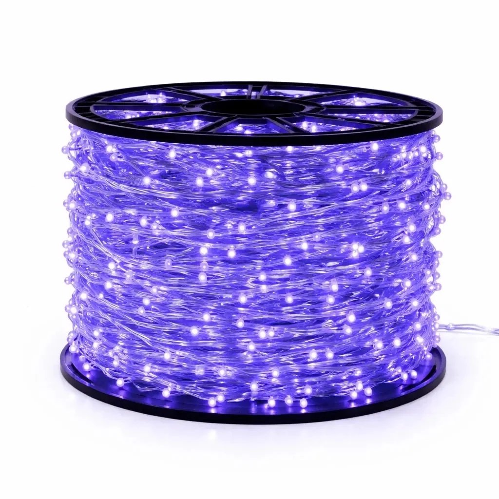 Easy Fix LED fényfüzér, 100 m, kültéri, kék, 2000 LED, fehér kábel, IP44, tekercs