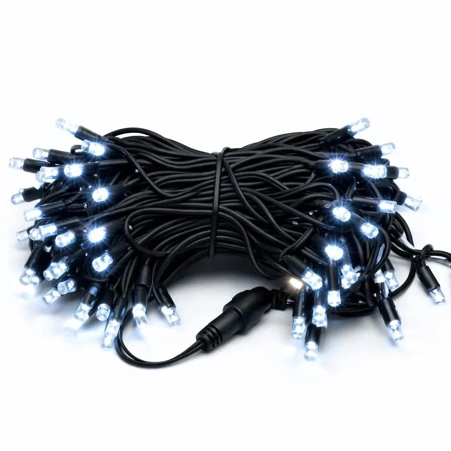 Easy Fix LED-fénylánc, 5 m, kültéri, kontúr, jégfehér, 60 LED, fekete kábel, IP67