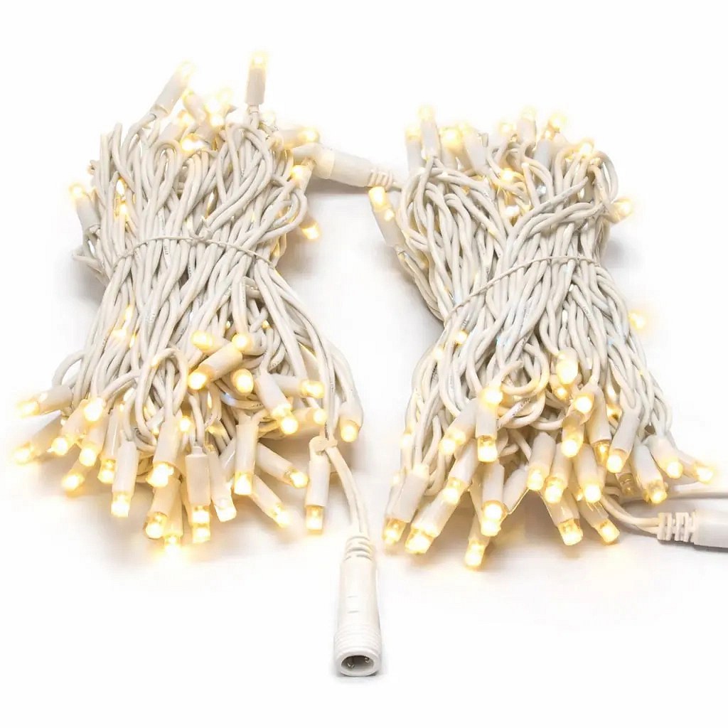 Easy Fix LED-füzér, 20 m, kültéri, meleg fehér, villogó, 120 LED, fehér kábel, IP67