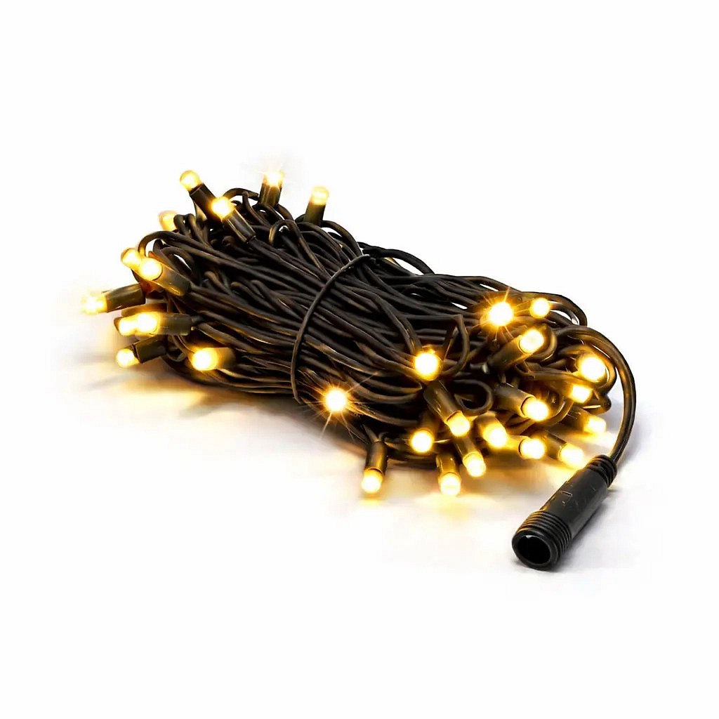Easy Fix LED fénylánc 5 m kültéri meleg fehér FLASH, 60 diódával, fekete kábel IP67, hosszabbítóval