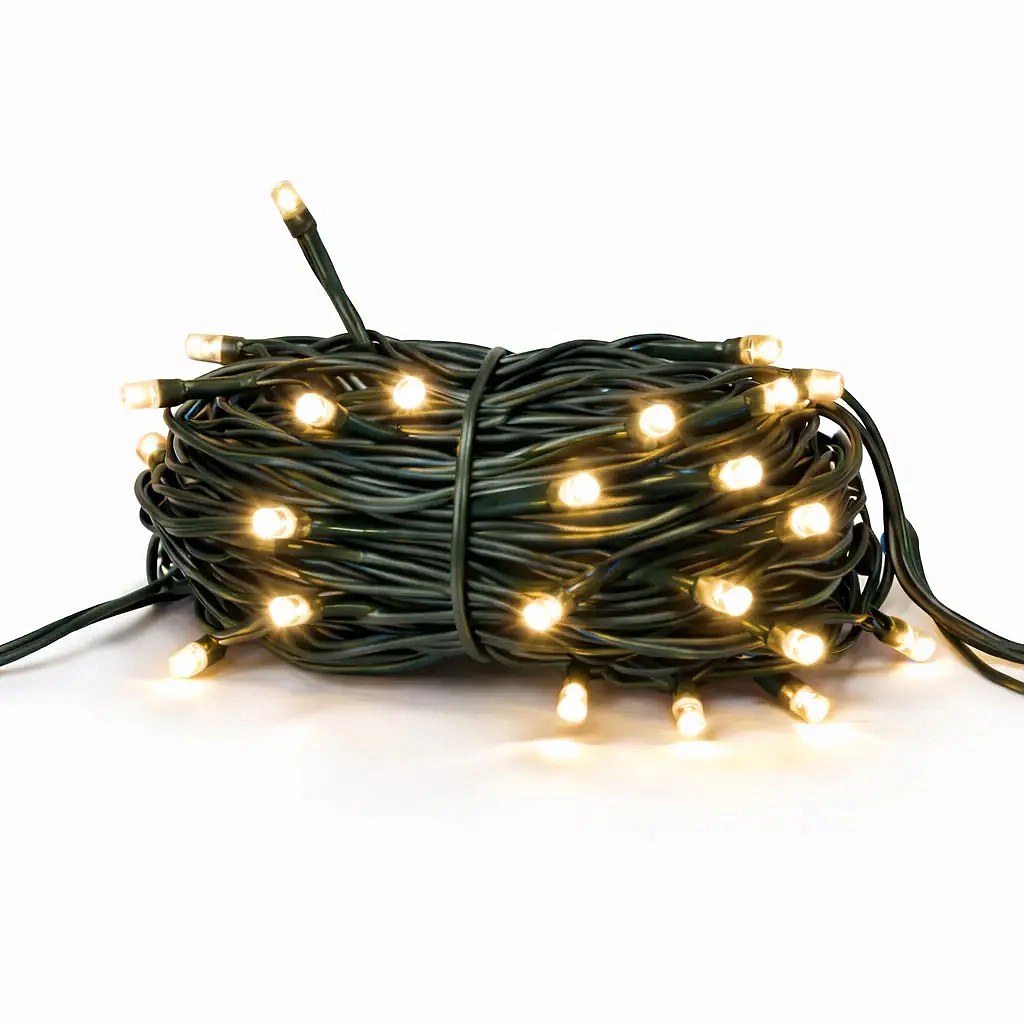 Hobby Line LED-füzér, kültéri, 4 m, meleg fehér, 32 LED, sötétzöld kábel, IP44, hosszabbító