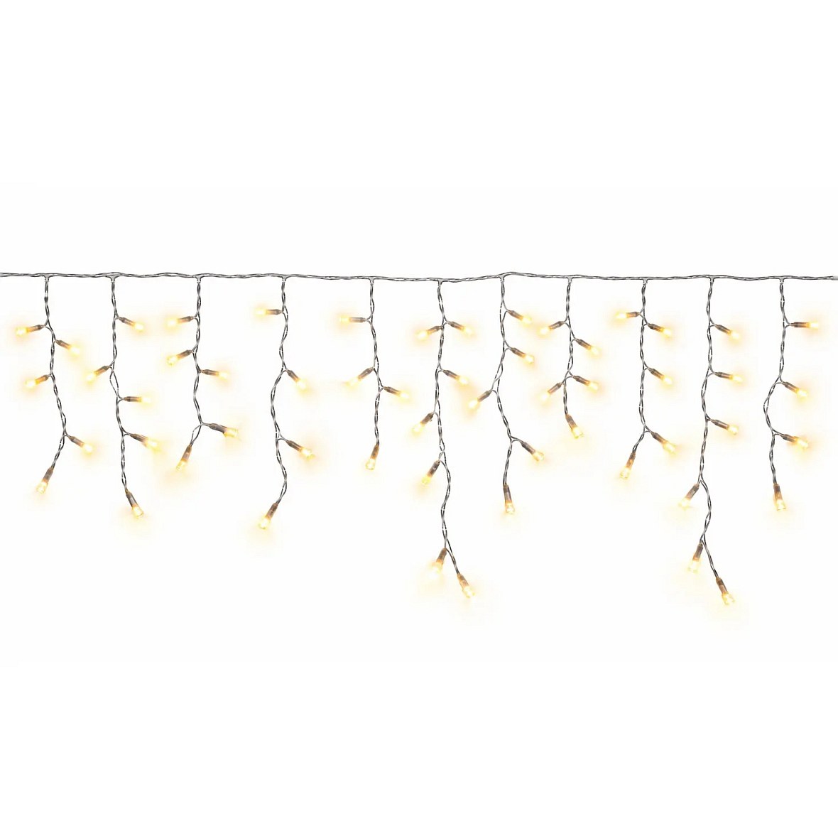 Easy Fix beltéri LED jégcsapok, fénycsapok, 300 × 50 cm, meleg fehér, 114 dioda, átlátszó kábel, IP20, hosszabbító