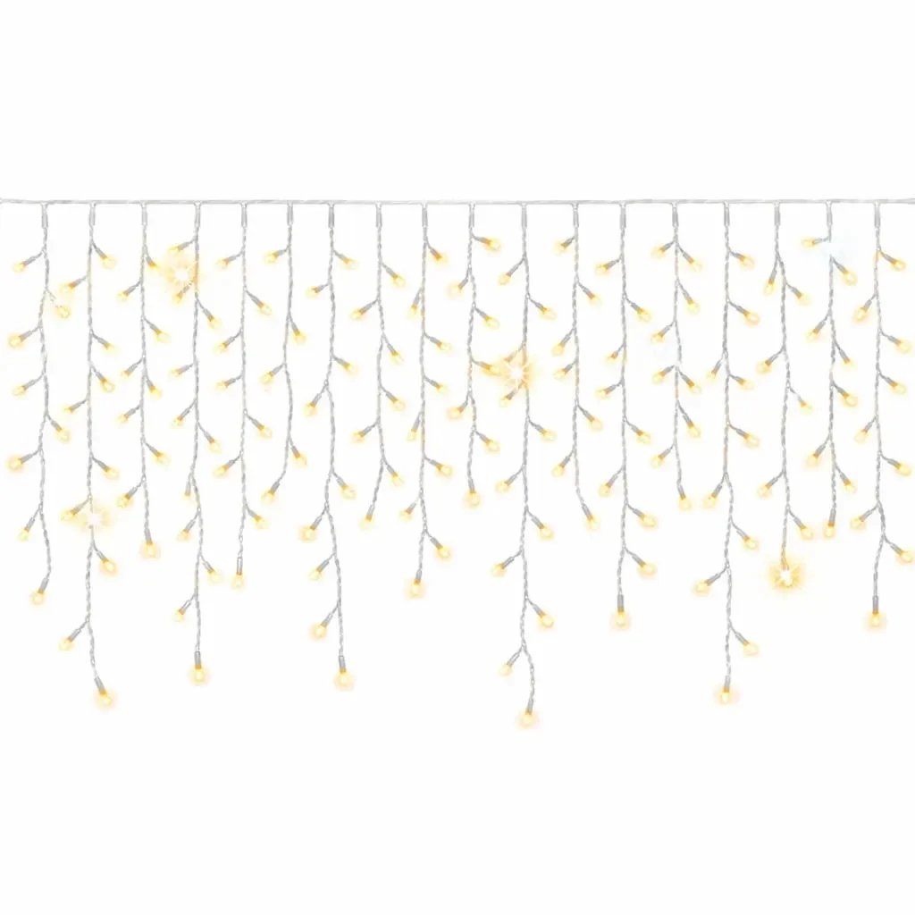 Easy Fix kültéri LED jégcsap lámpák 300 × 90 cm, meleg fehér, 174 LED, fehér kábel IP44, hosszabbítás