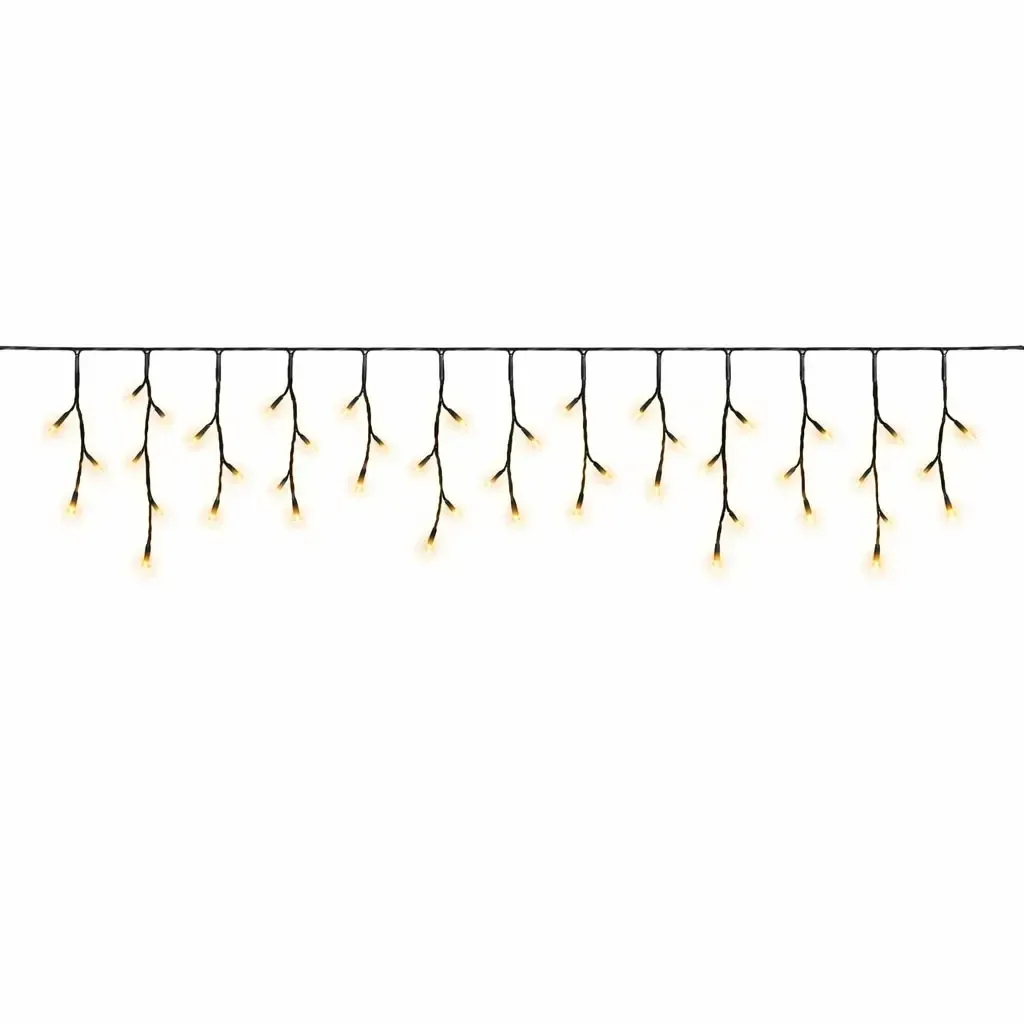Eco Fix kültéri LED-jégcsapok, világító, 200 × 50 cm, meleg fehér, 60 LED, 36 V, fekete kábel, IP44, hosszabbító