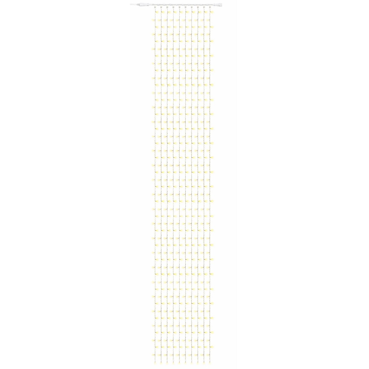 Easy Fix LED kültéri fényfüggöny, 100 × 700 cm, meleg fehér, 600 LED, fehér kábel, IP67, hosszabbító