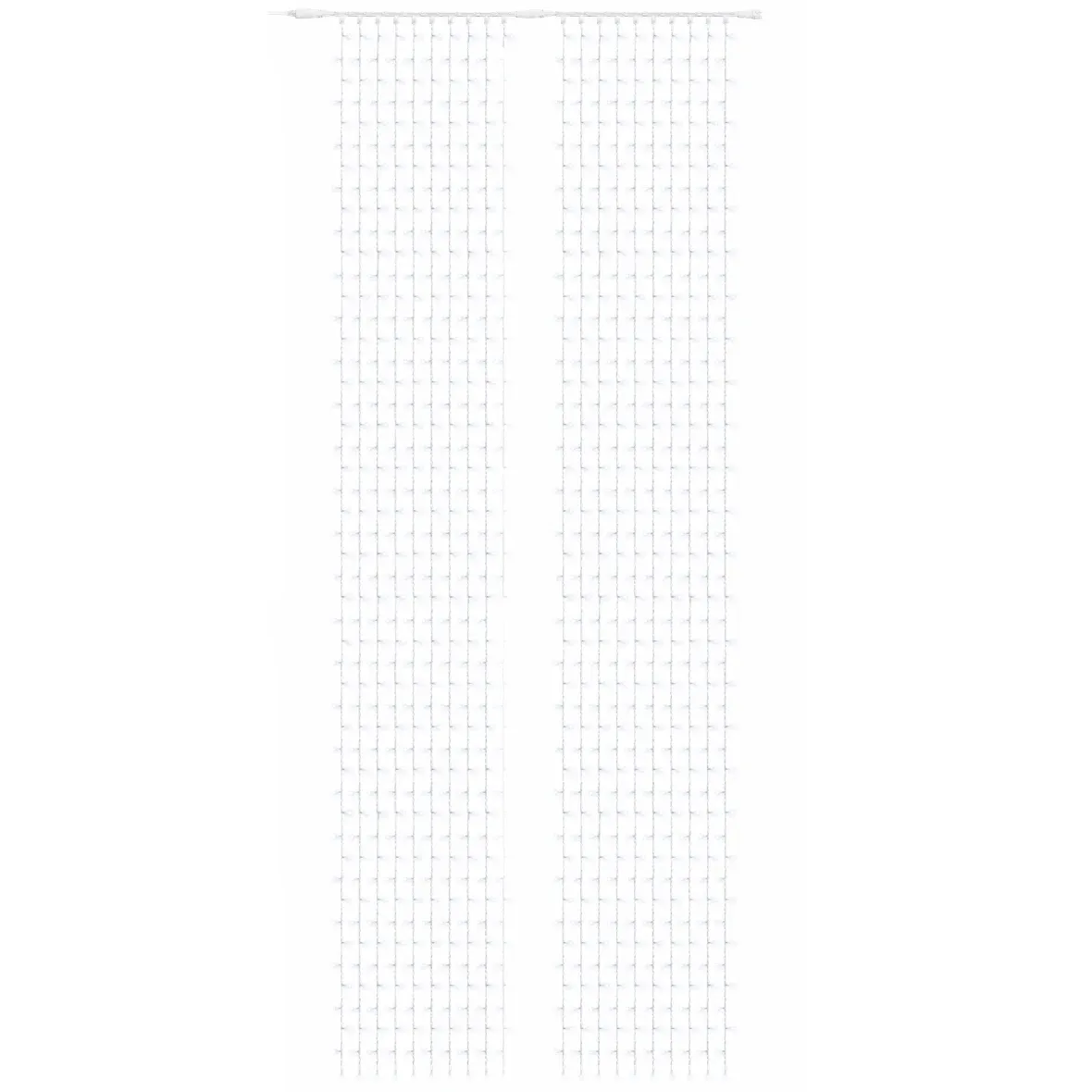 Easy Fix LED fényfüggöny kültérre 200 × 1100 cm, jeges fehér FLASH-szal, 2200 LED, fehér IP67-es kábel, hosszabbítóval