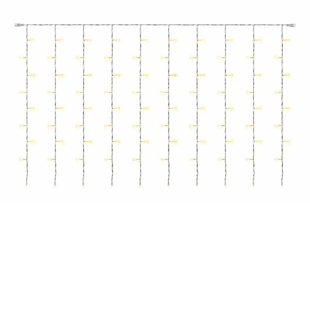 Hobby Line LED ablakfüggöny, 200 × 100 cm, meleg fehér, 100 LED, átlátszó kábel, IP20 beltéri használatra, hosszabbító