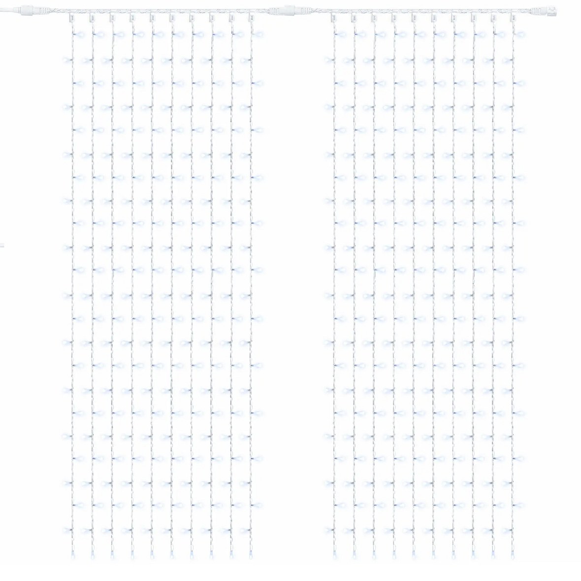 Easy Fix LED fényfüggöny kültérre 200 × 300 cm, jeges fehér FLASH-szal, 600 LED, fehér IP67-es kábel, hosszabbítóval