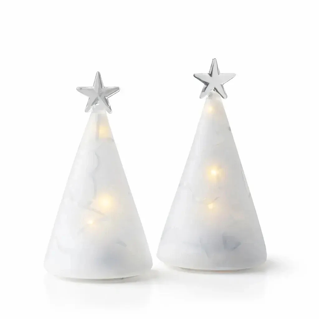 LED-es világító üvegfa, 2 darabos készlet, átlátszó, 11,5 cm fagyasztva