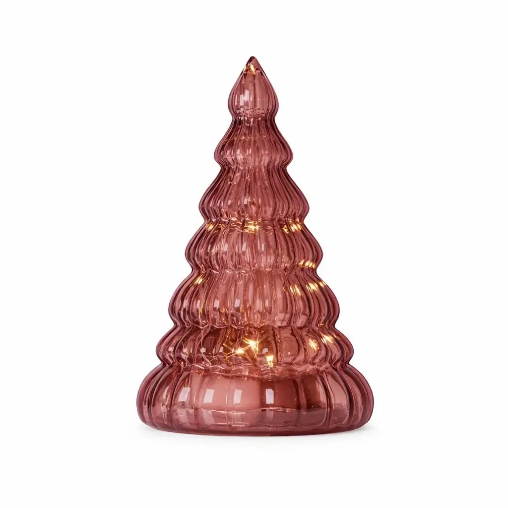 LED fa, üveg, bordó, 16,5 cm
