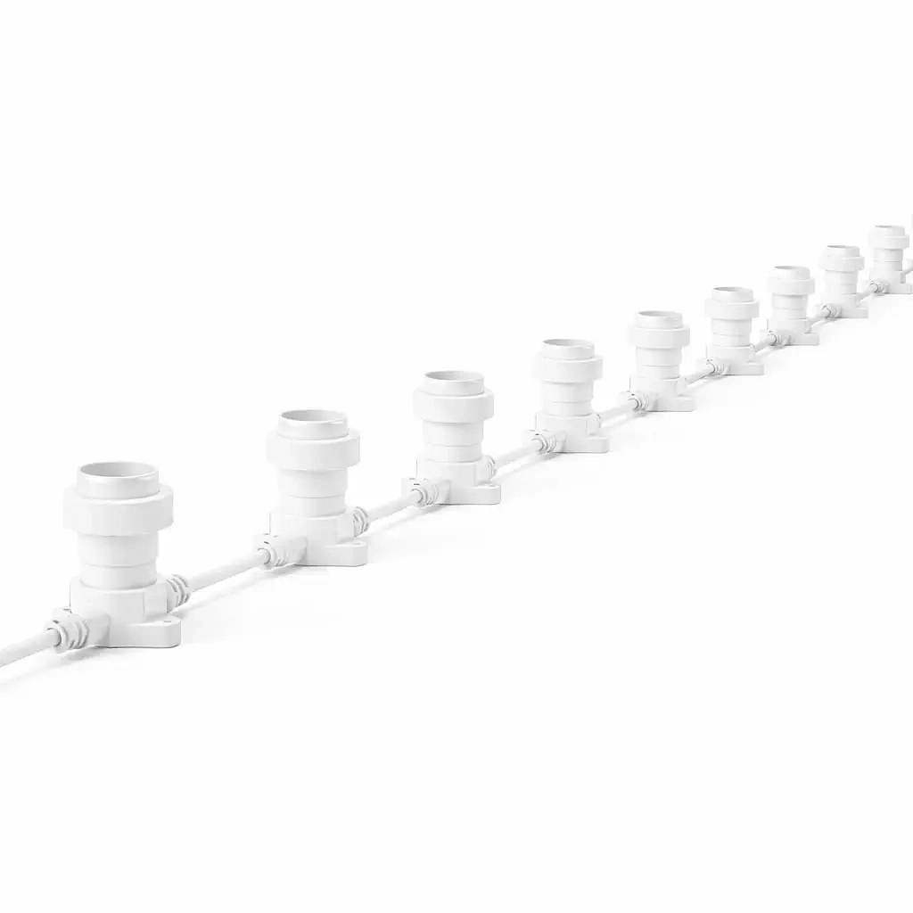 Easy Fix fényfüzér, kültéri, 10 m, 10 db E27-es izzóhoz, fehér kábel, IP67, hosszabbító, izzók nélkül