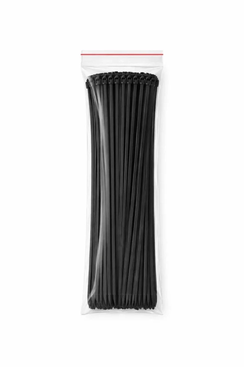 Műanyag pantok 4,8 mm × 36 cm fekete, 100 darabos csomagban
