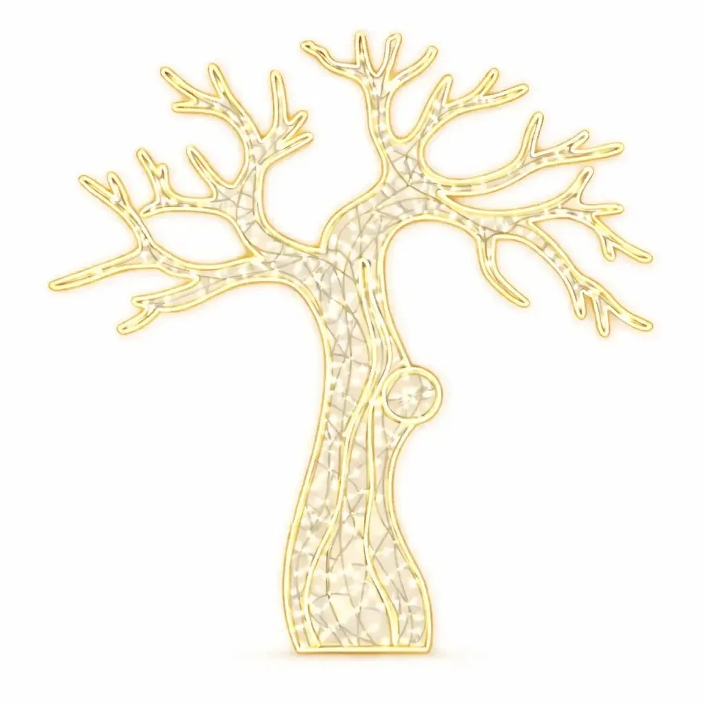 Eco Fix 2D LED-es fa fény, lombhullató, 150 × 165 × 3 cm, meleg fehér, lógó, 3D nyomtatás, 3D nyomtatás