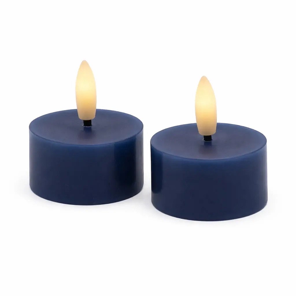 Sille tealight, Ø 4,5 × 2,2 cm, mély óceán, valódi viaszból, 2 db-os csomag, elemes LED tealámpa készlet.