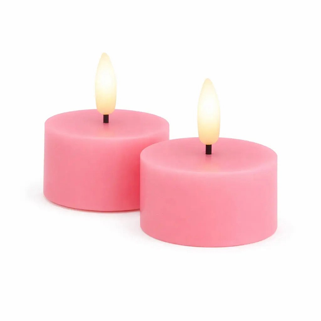 Sille tealight, Ø 6 × 3,4 cm, régi rózsaszín, valódi viaszból készült, 2 db-os csomag, elemmel működő LED-es tealámpa készlet, Ø 6 × 3,4 cm, régi rózsaszín, valódi viaszból készült, 2 db-os csomag