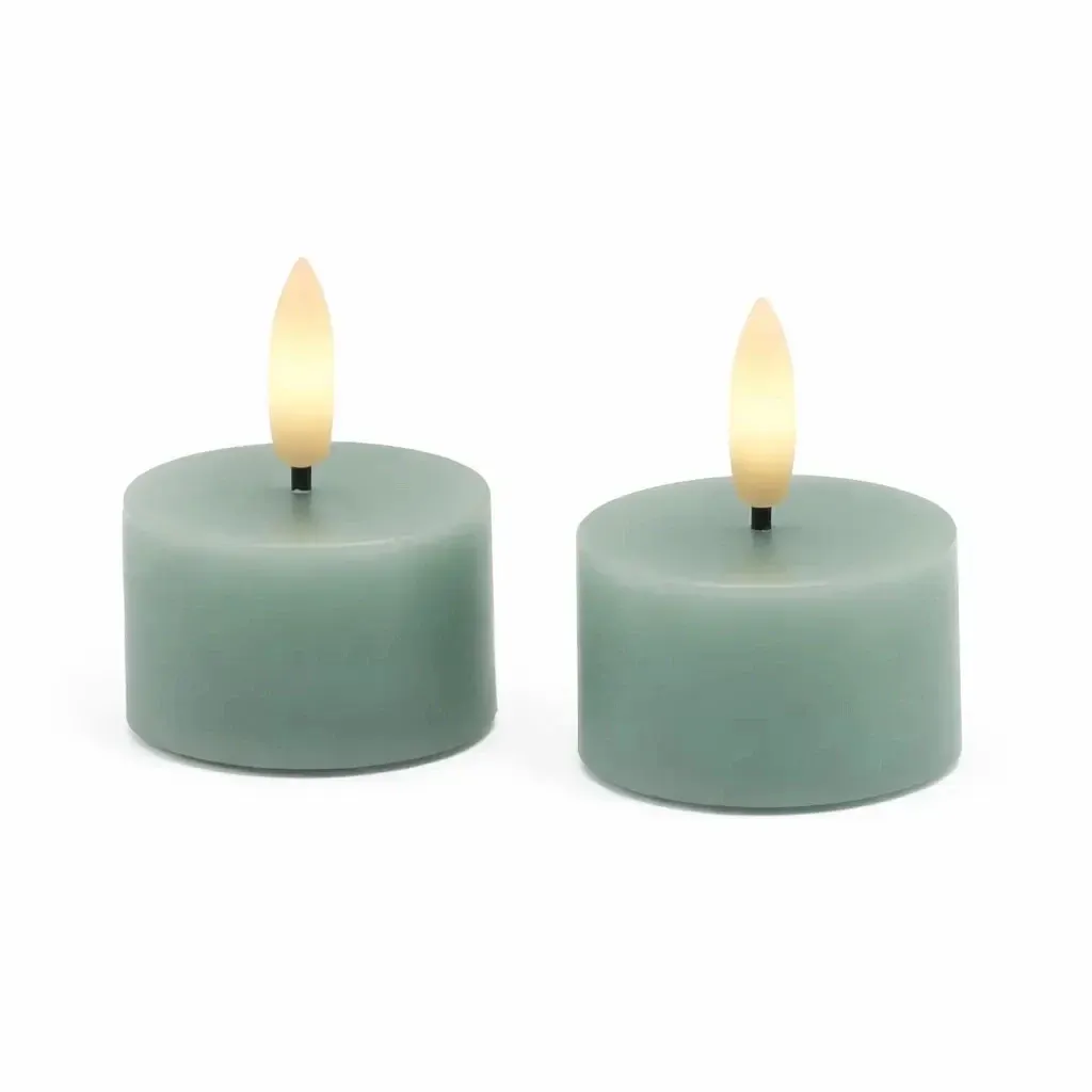 Sille Tealight elemes LED-es tealámpa készlet, Ø 4,5 × 2,2 cm, homokzöld, valódi viaszból, 2 db-os kiszerelésben.
