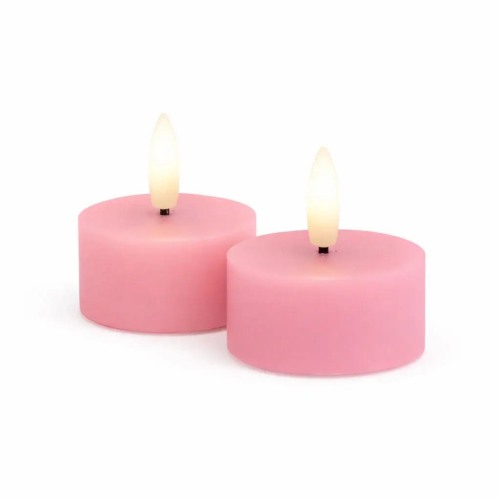 Sille tealight, Ø 4,5 × 2,2 cm, régi rózsaszín, valódi viaszból készült, 2 darabos csomag, elemmel működő LED tealámpákból álló készlet.